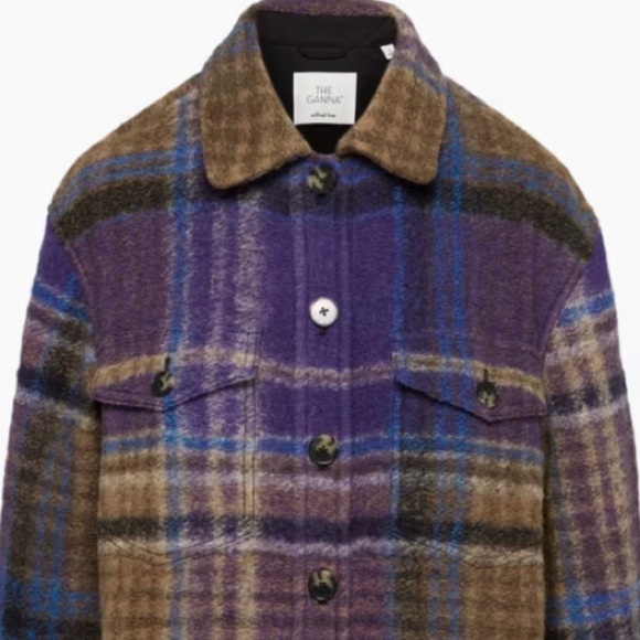 685. NWT Wilfred Ganna purple/brown Wool cropped shacket. Ganna M - Picture 3 of 10